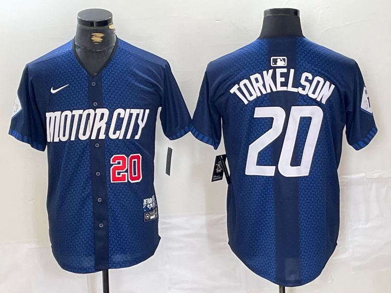 Men Detroit Tigers 20 Torkelson Blue City Edition Nike 2024 MLB Jersey style 2